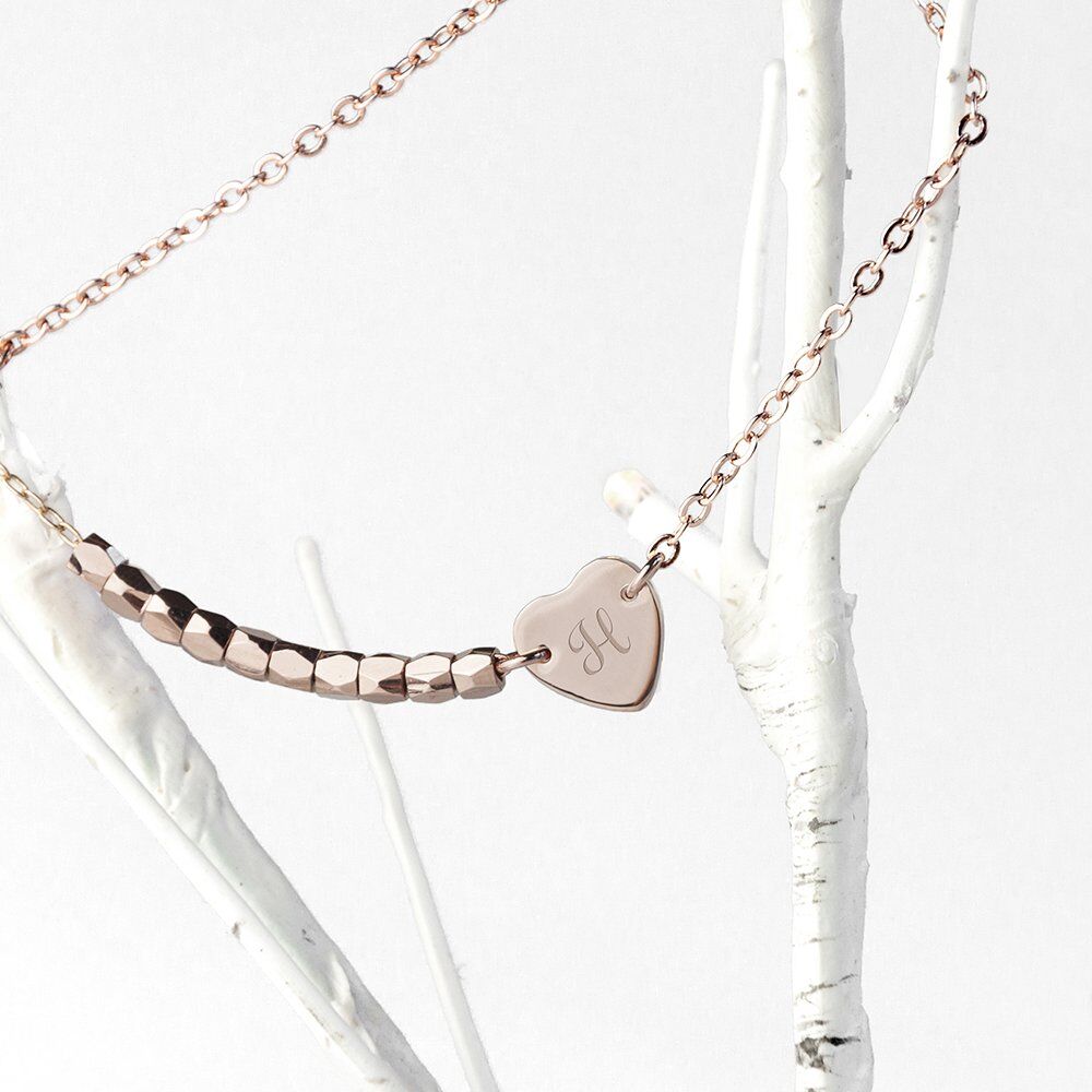 Personalised Heart Charm Bracelet – Initial
