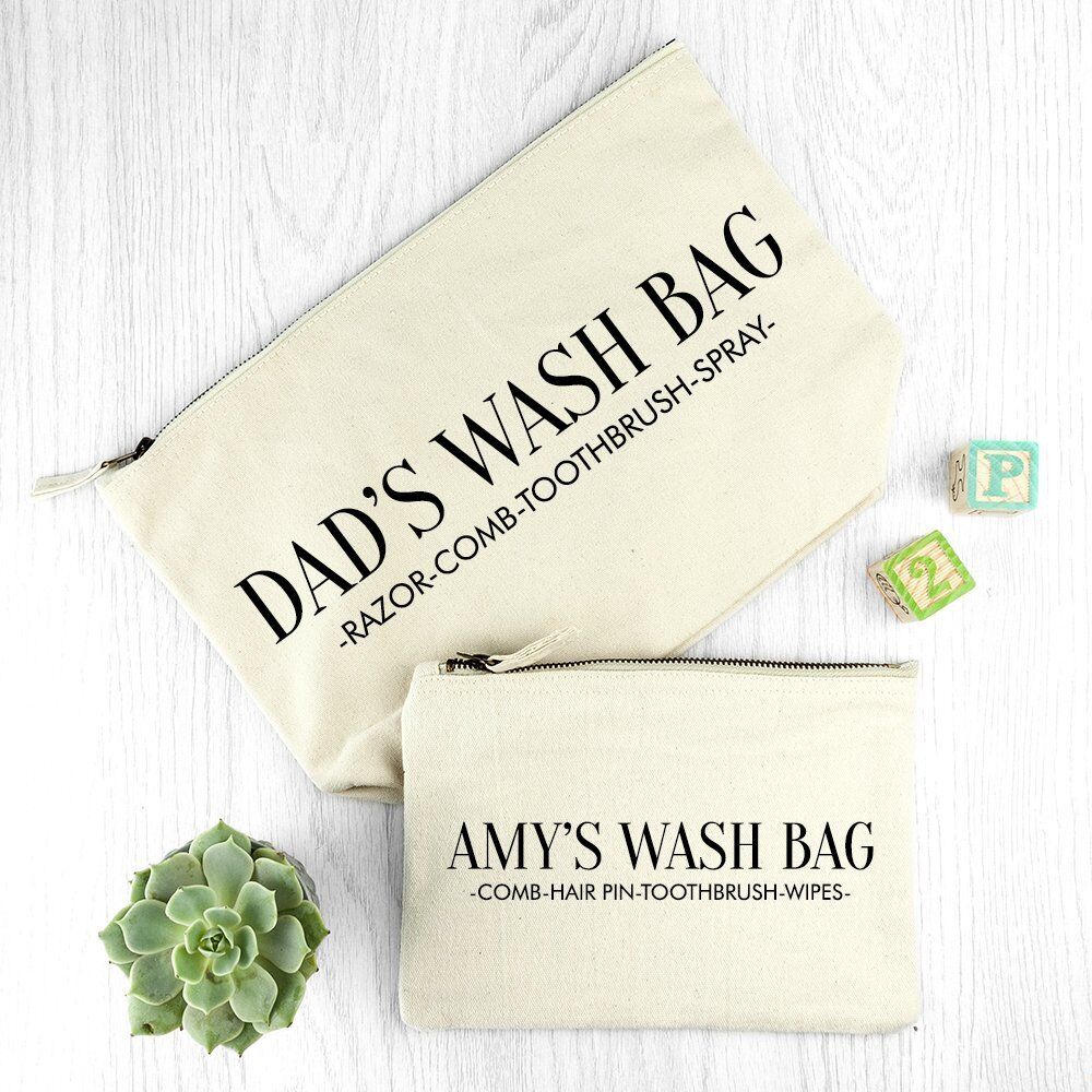 Personalised Wash Bag – Cream – Daddy (and me)