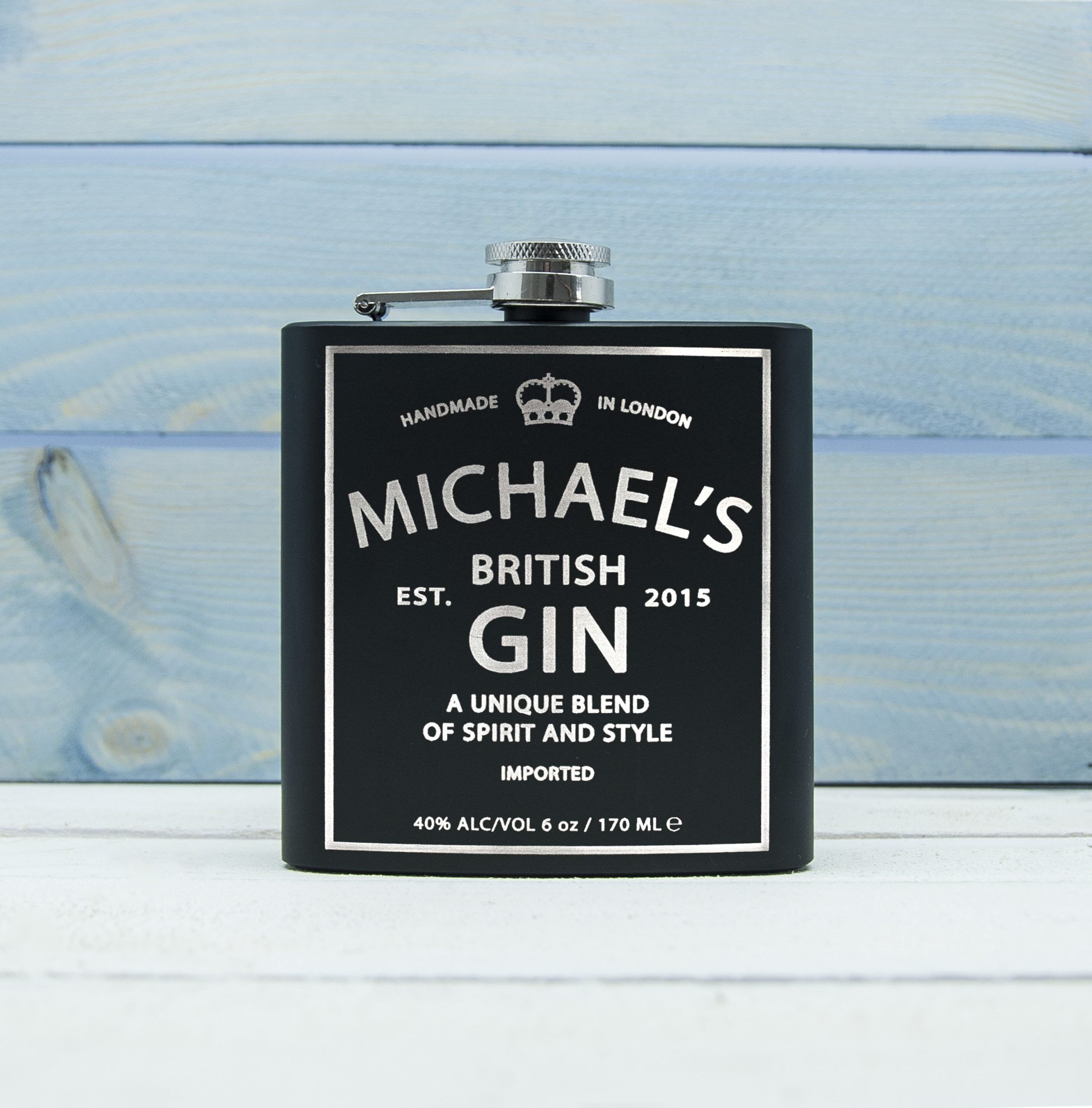 Personalised Hip Flask – Gin Vintage