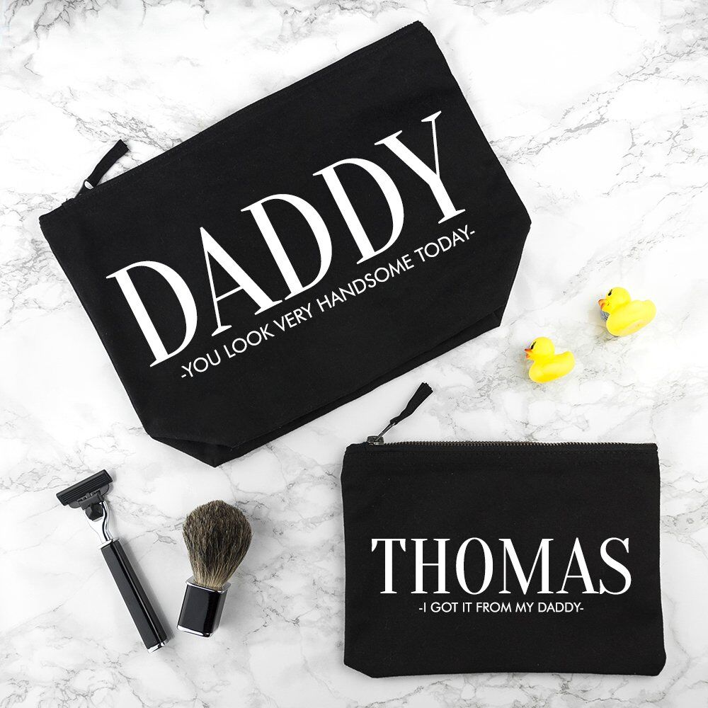 Personalised Wash Bag – Black – Daddy (and me)