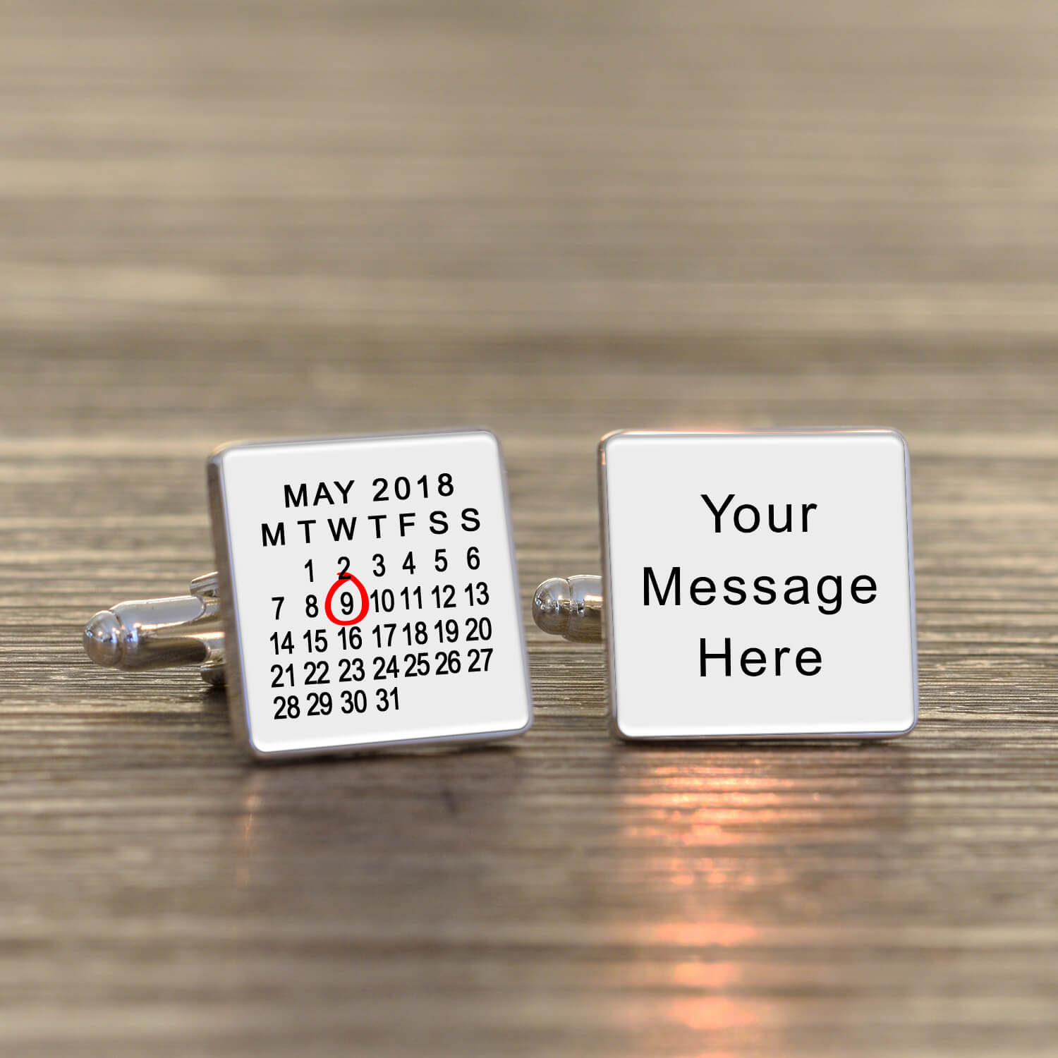 Personalised Cufflinks – Your Message & Date