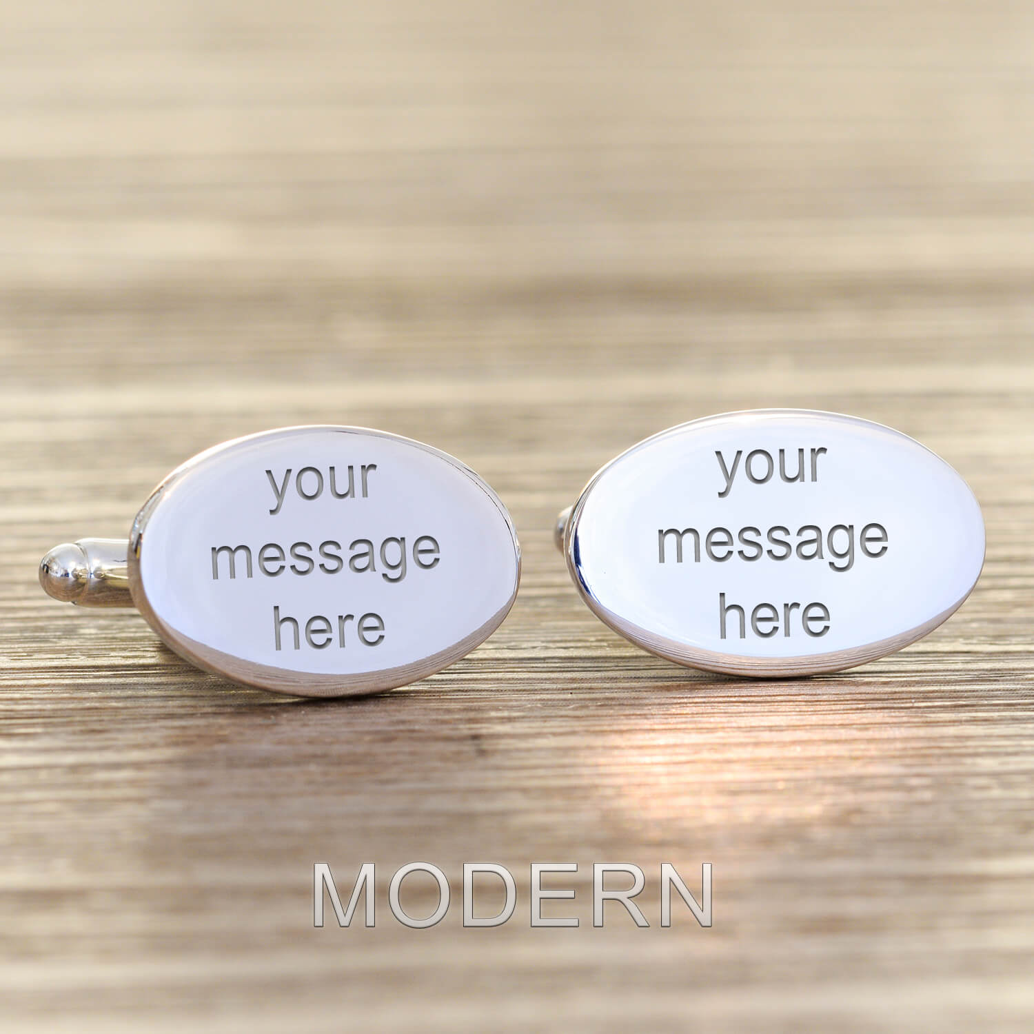 Personalised Cufflinks – Your Message (Oval)