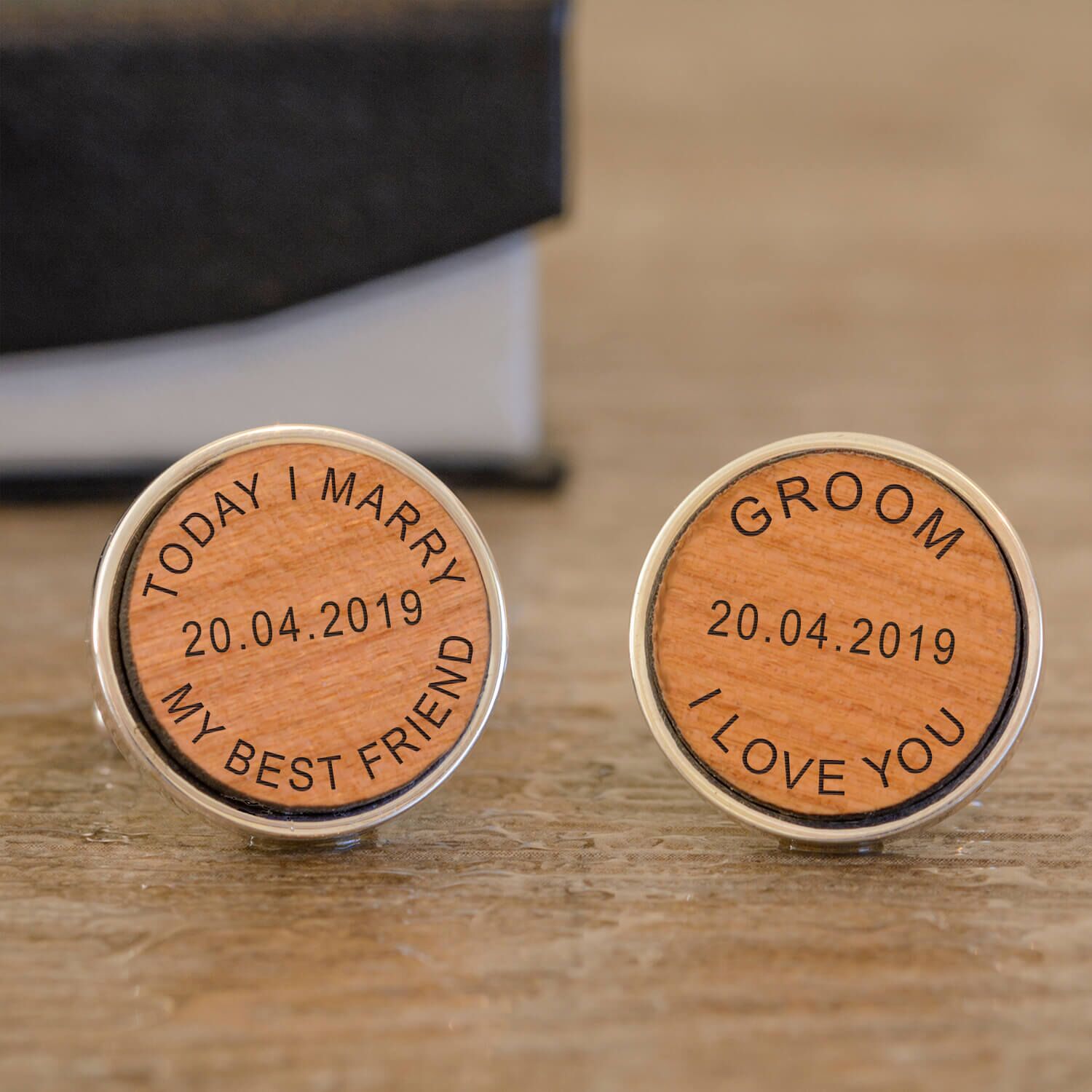 Personalised Cufflinks (Wood) – Today I Marry