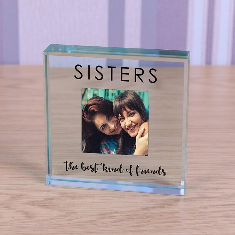 Personalised Glass Photo Frame – Sisters