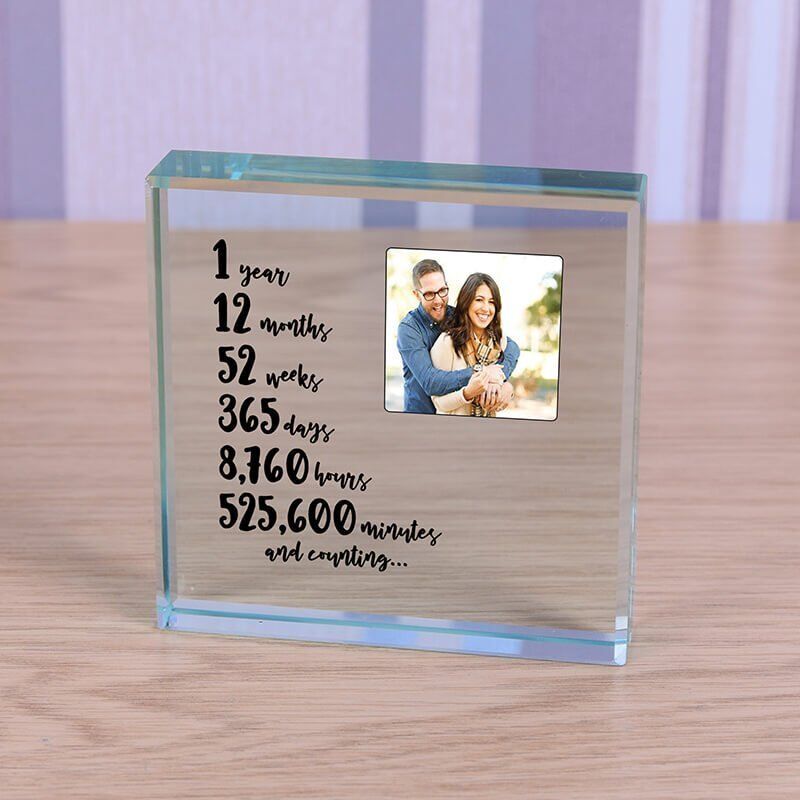 Personalised Glass Photo Frame – 1 Year Anniversary