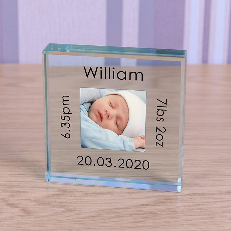 Personalised Glass Photo Frame – New Baby