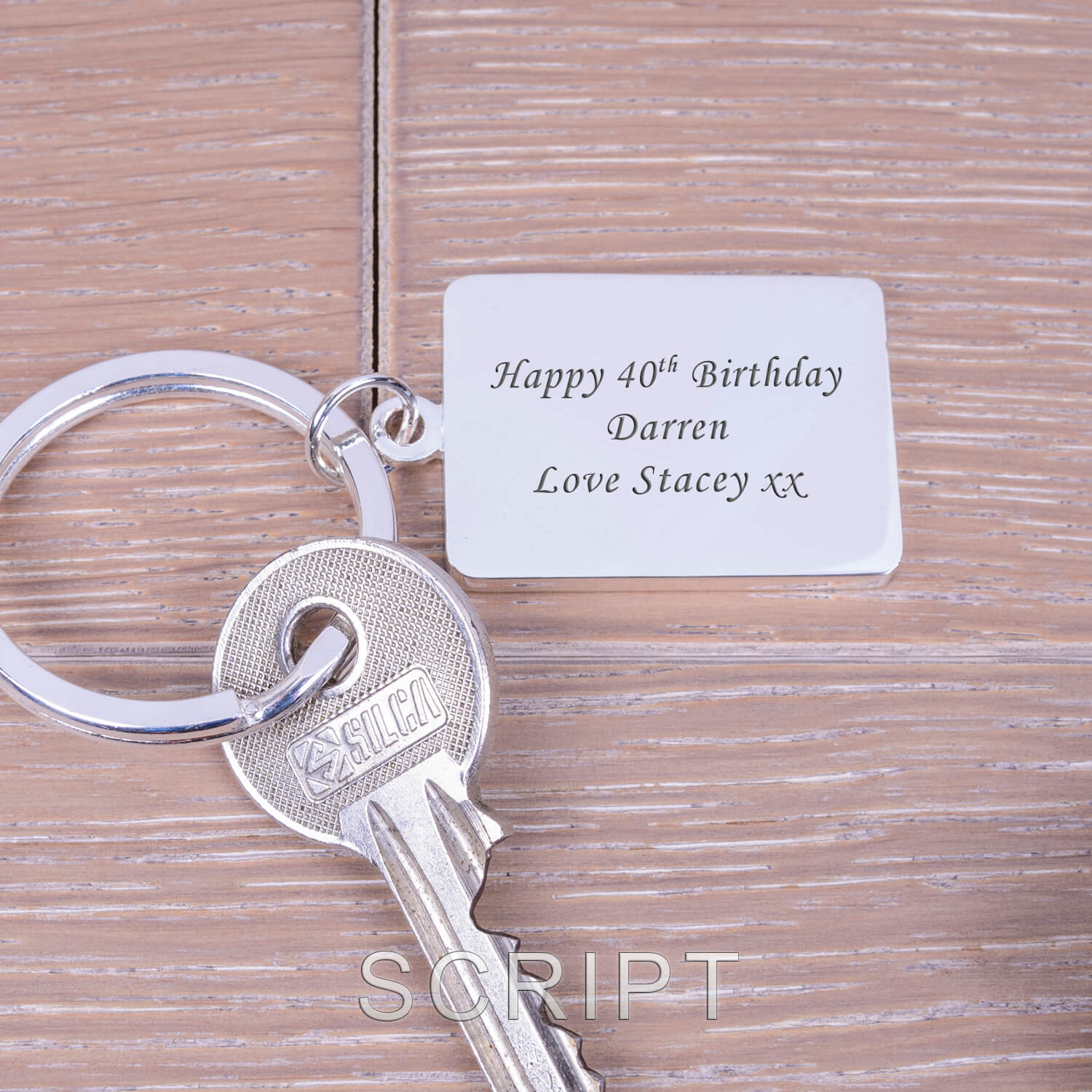 Personalised Silver Key Ring – Your Message (Rectangle)