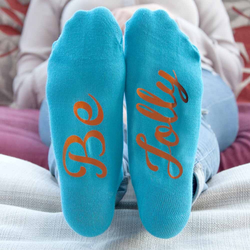 Personalised Socks (Turquoise & Orange) – Christmas Feel