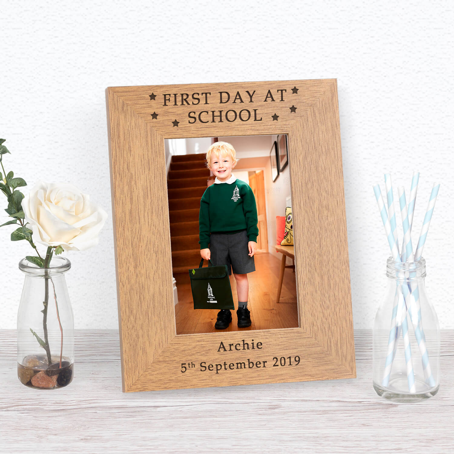 Personalised Wooden Photo Frame – 1st Day at School