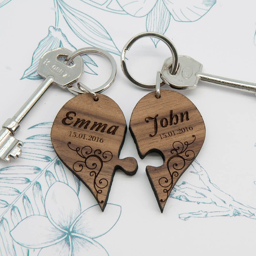Personalised Wooden Key Ring – Couples