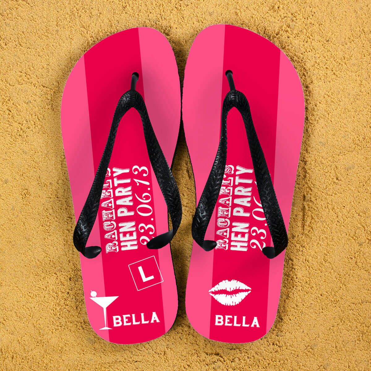 Personalised Adults Flip Flops (Pink) – Hen Party