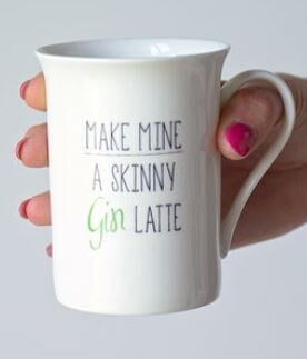 Personalised Make Mine A Skinny Gin Latte Bone China Mug