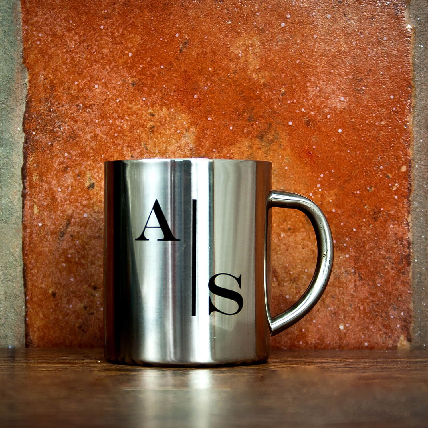 Personalised Monogram Stylised Initial Silver Outdoor Mug