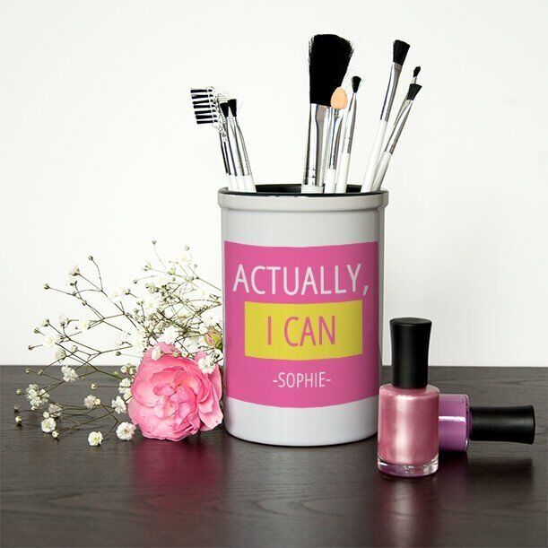 Personalised Make Up Brush Holder – Actually I Can