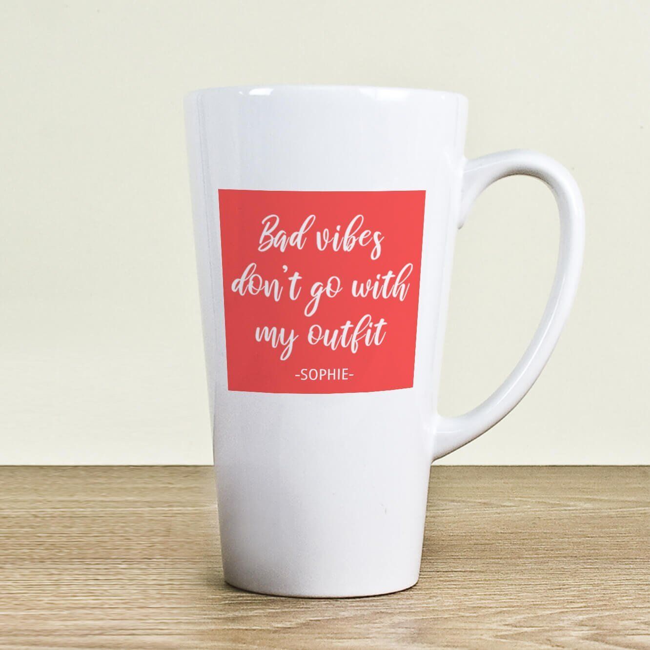 Personalised No Bad Vibes Latte Mug