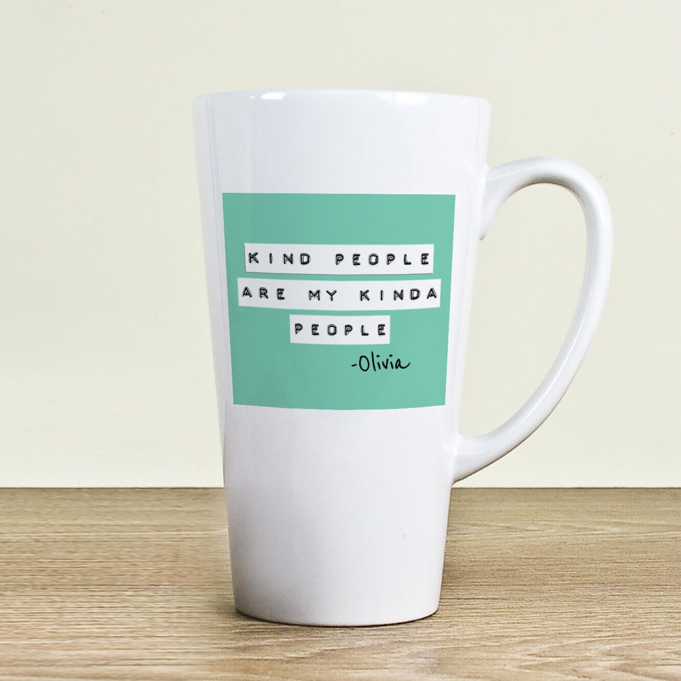 Personalised Kind People (Green) Latte Mug