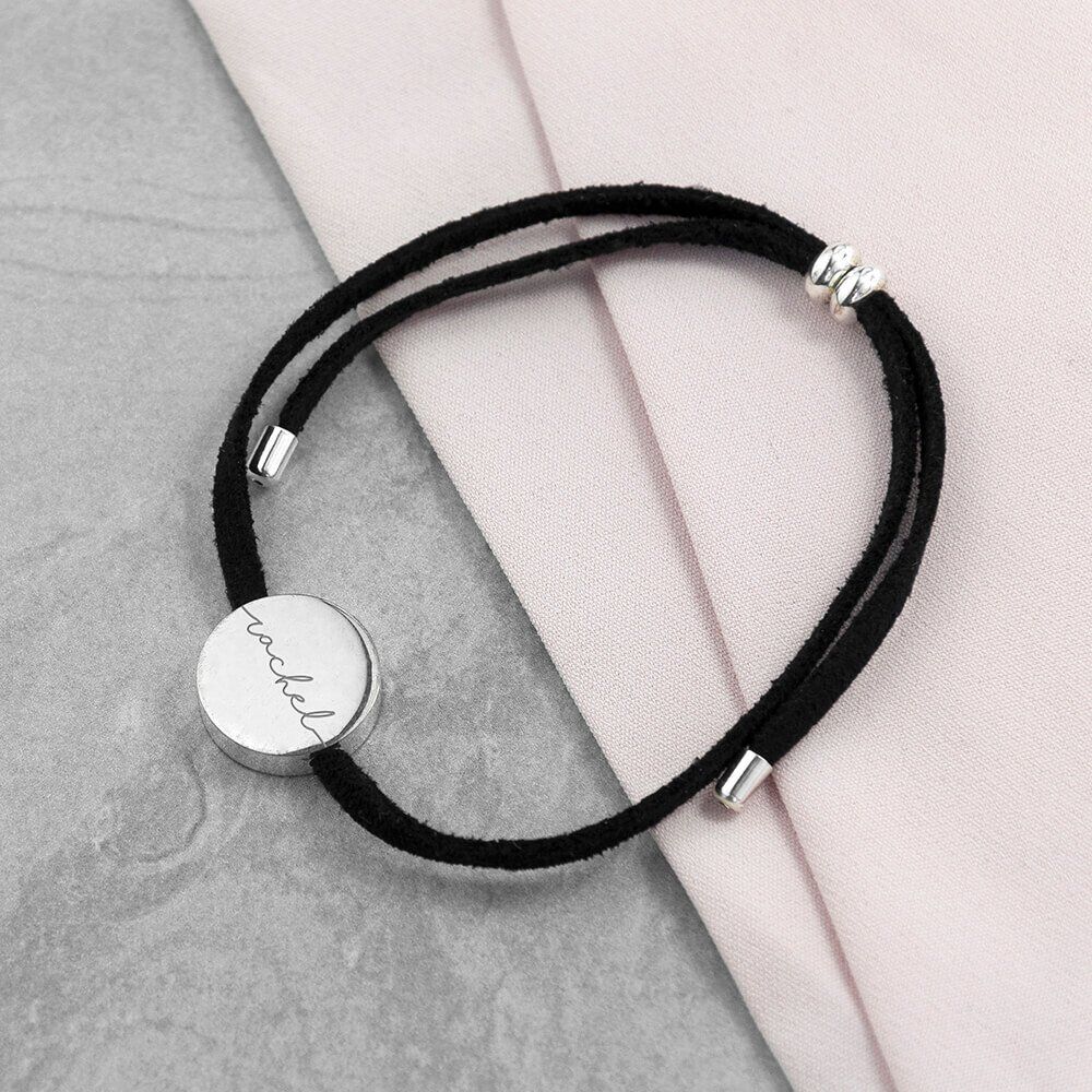 Personalised Always With You Silver & Black Bracelet – Name