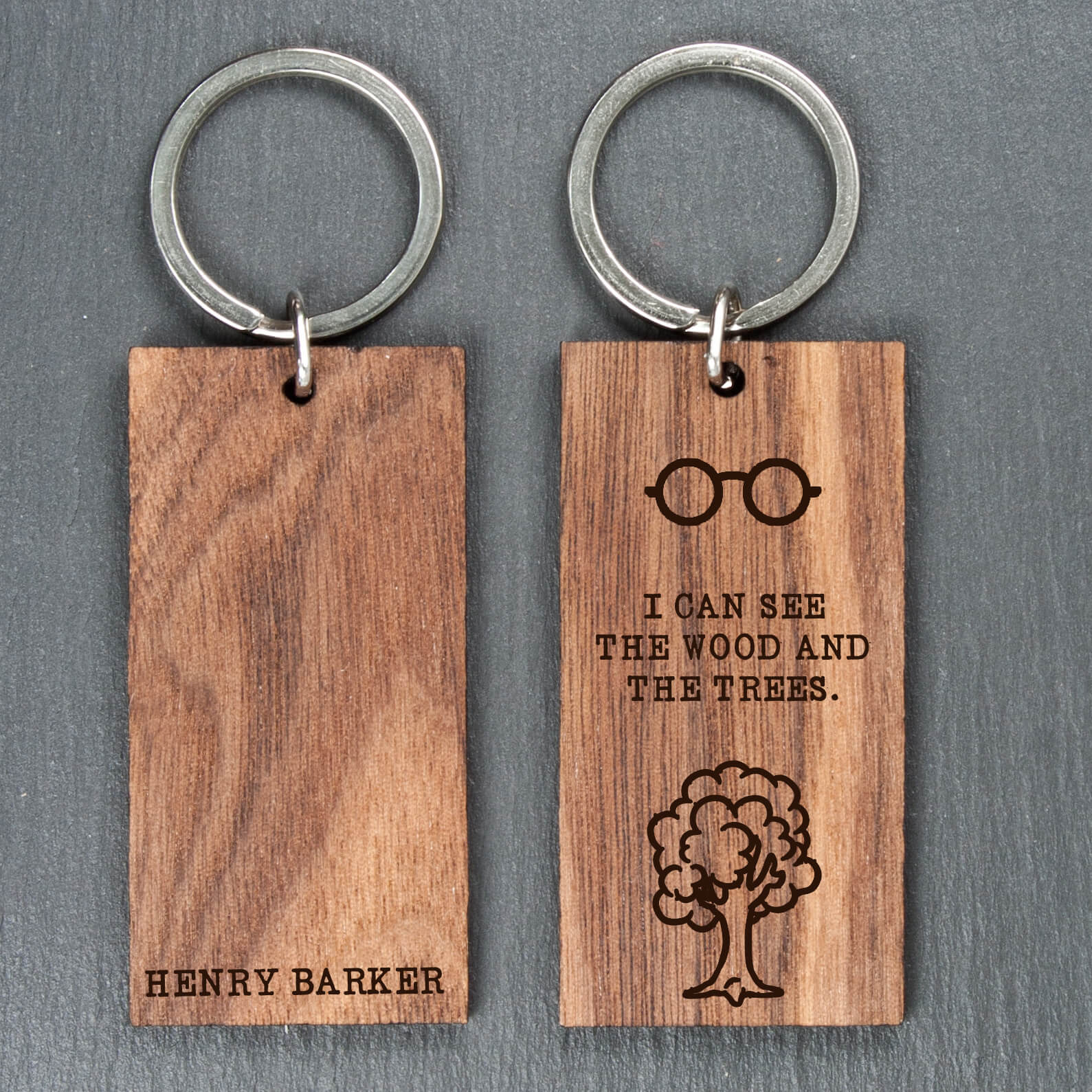 Personalised Wooden Key Ring – Wood & Trees