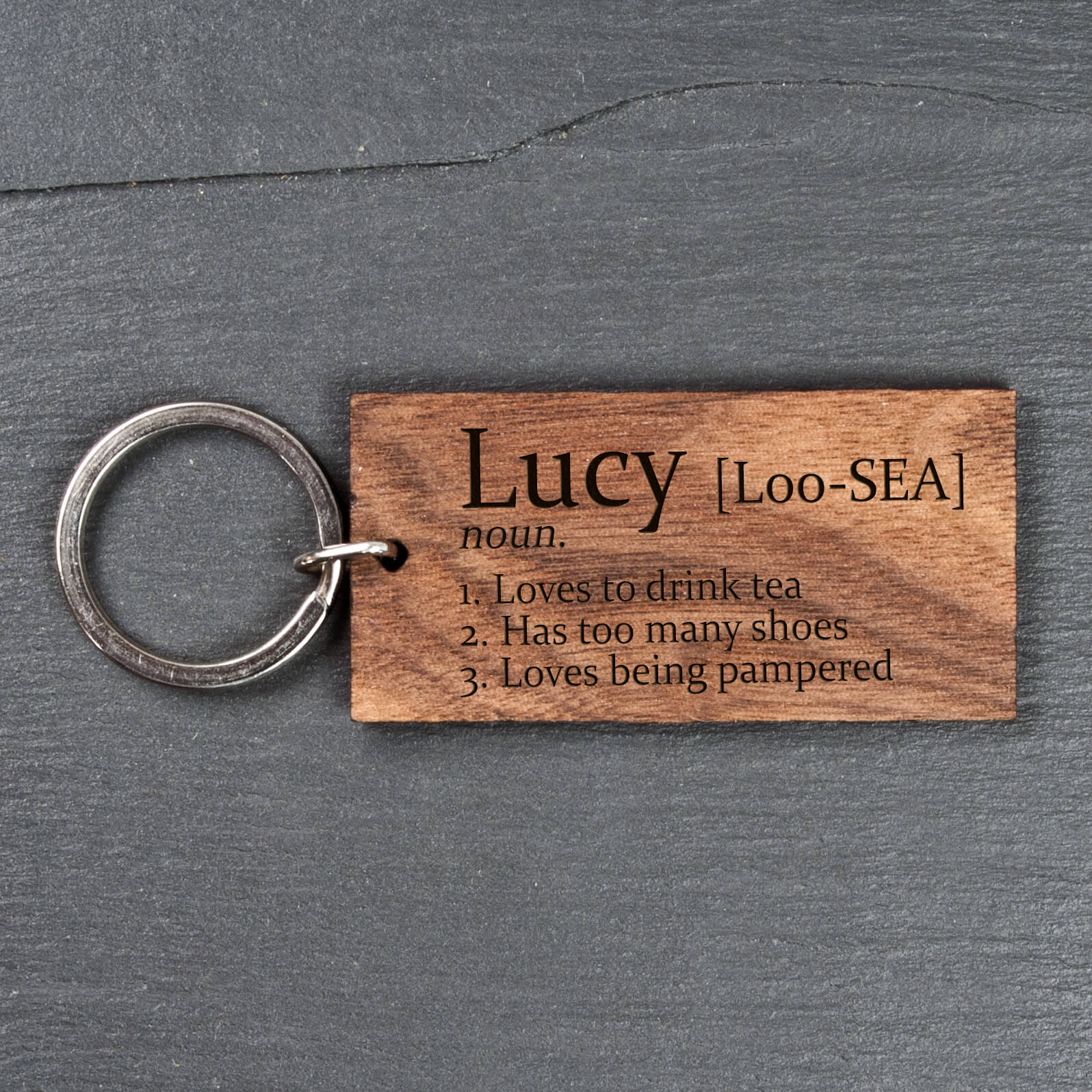 Personalised Wooden Key Ring – Definition
