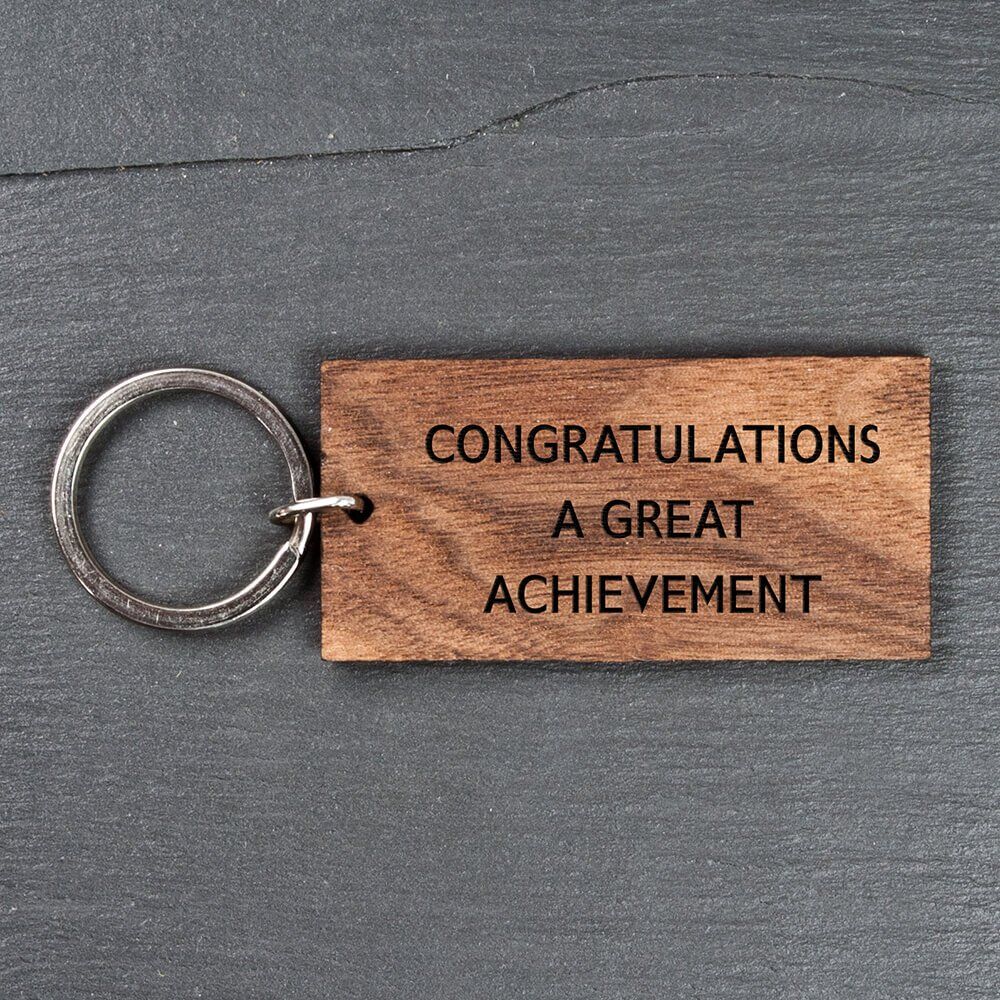 Personalised Wooden Key Ring – Your Message (Rectangle/Walnut)