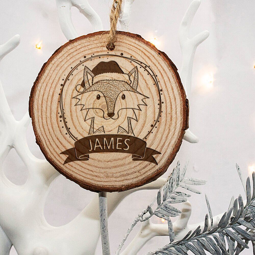 Personalised Woodland Fox Christmas Tree Decoration