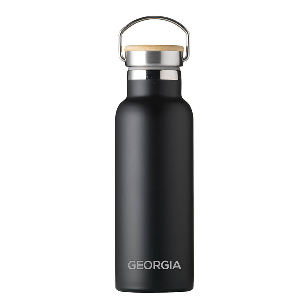 Personalised Insulated Drinks Bottle 500ml – Black – Small Personalisation