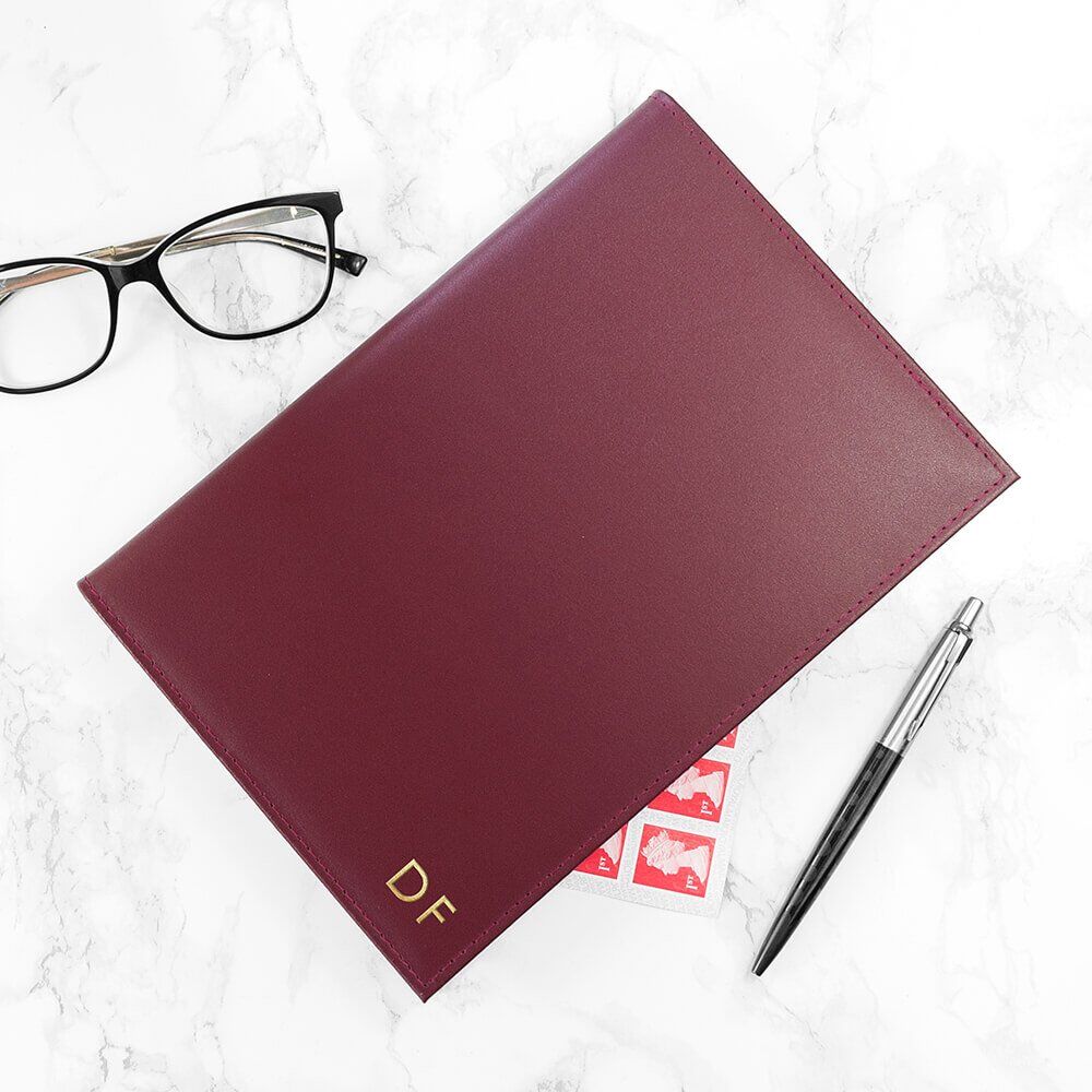 Personalised Refillable Leather Notebook – Burgundy