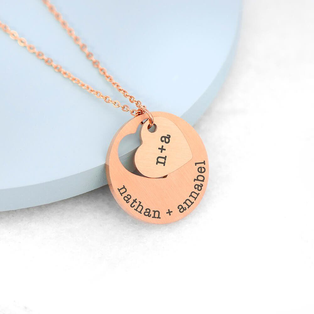 Personalised Cut-Out Heart Shape Necklace – Rose Gold