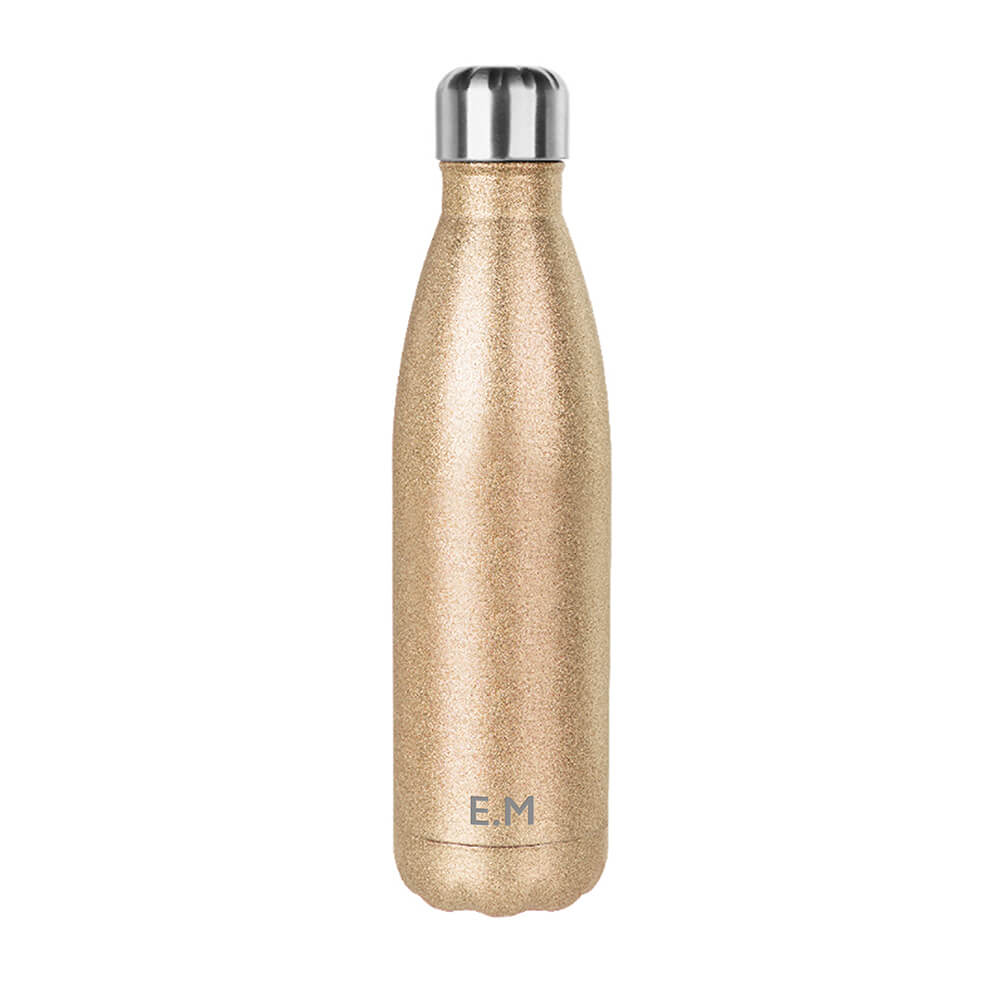 Personalised Glitter Water Bottle – Gold