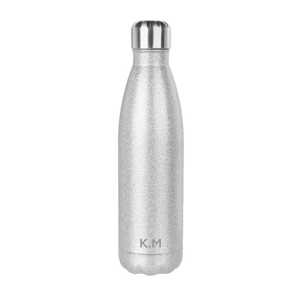 Personalised Glitter Water Bottle – Silver