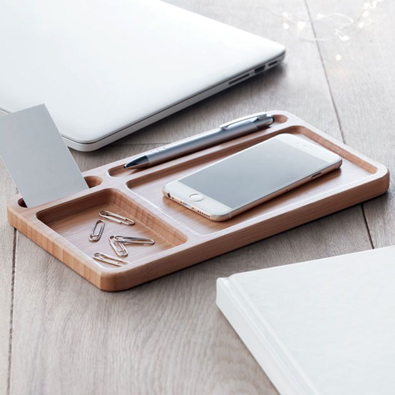 Personalised Wireless Bamboo Charger & Desk Tidy