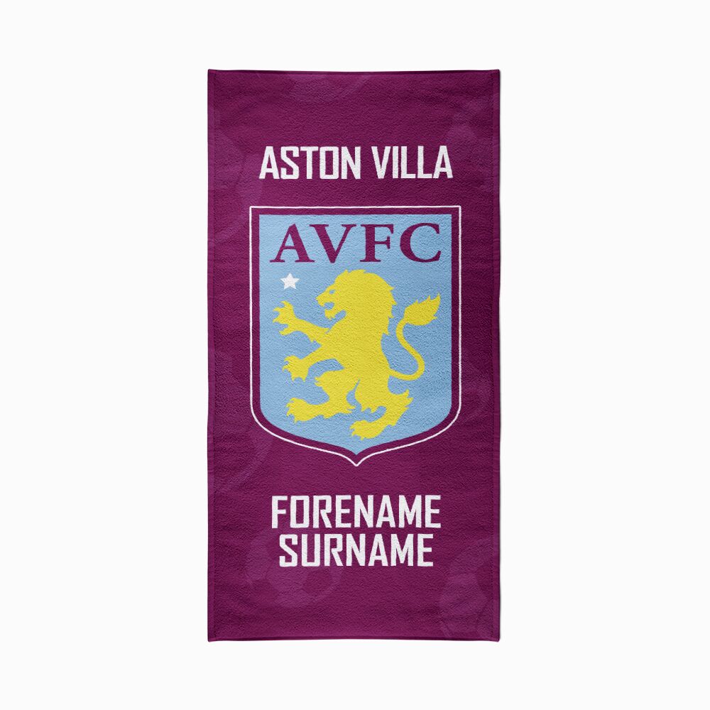 Personalised Aston Villa FC Crest Beach Towel – 80cm x 160cm