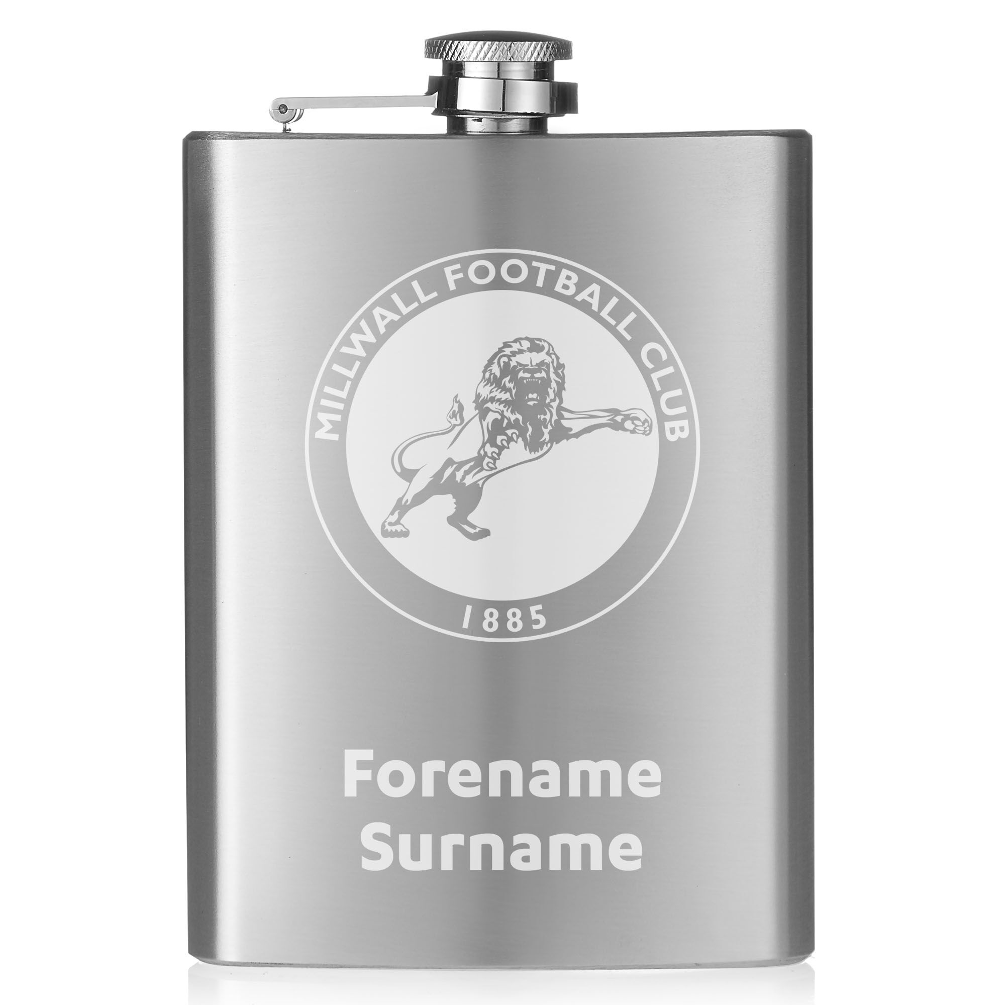 Personalised Millwall FC Crest Hip Flask