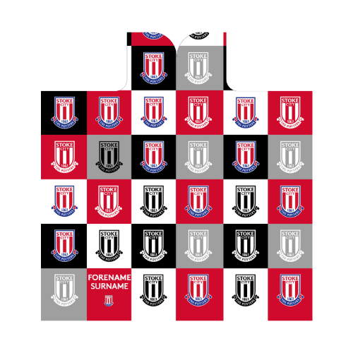 Personalised Stoke City FC Chequered Adult Hooded Fleece Blanket