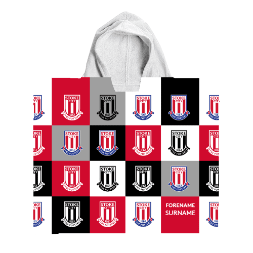 Personalised Stoke City Chequered Hooded Towel – Kids
