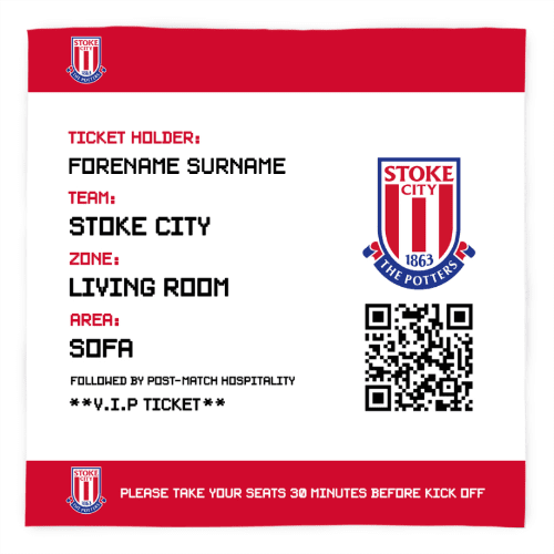 Personalised Stoke City FC Ticket Fleece Blanket