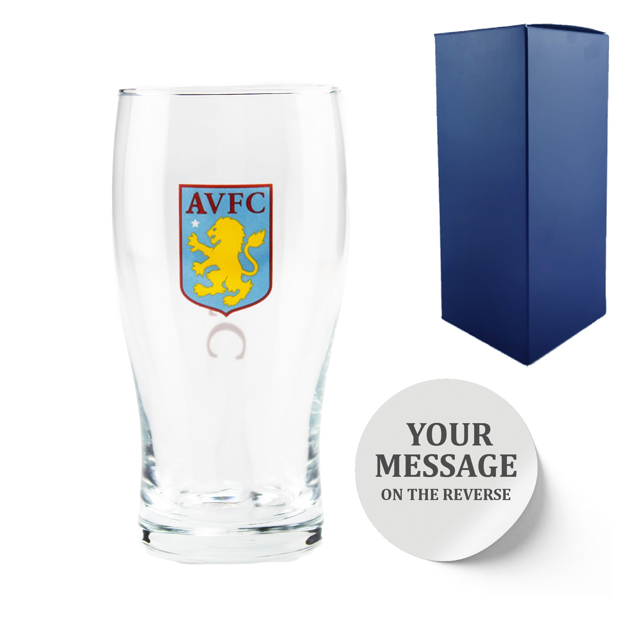 Personalised Aston Villa 20oz Tulip Pint Glass, Gift Boxed